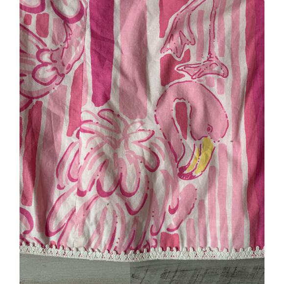 Vintage Lilly Pulitzer Flamingo Eyelet Top Back Zip sz 10 - Picture 2 of 4